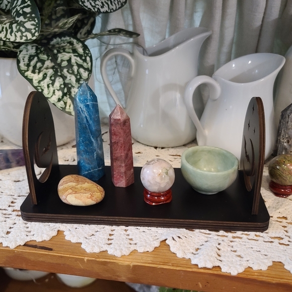 Display Stand Moon and Bat Shelf Book Stand Crystal Display Shelf 8×3 inches - Picture 4 of 15